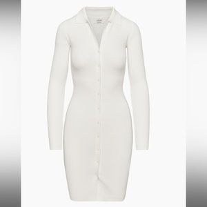 Aritzia Cove Dress Button-up sweater dress light birch medium white knit dress